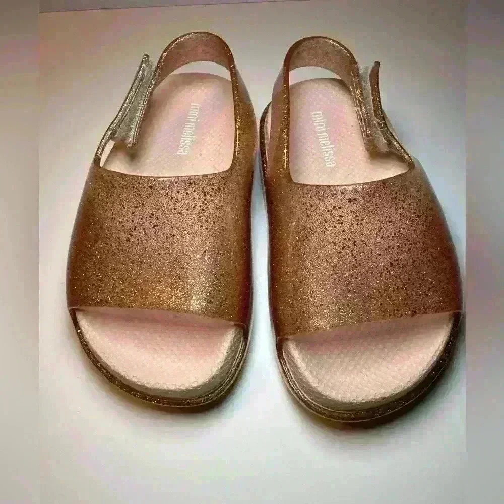NWOT Mini Melissa Silver Glitter Sandals size baby 7